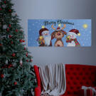 Karácsonyi LED-es hangulatkép - fali akasztóval, 2 x AA, 70 x 30 cm - mikulás, hóember, rénszarvas