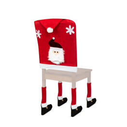 Karácsonyi székdekor szett - Mikulás - 50 x 60 cm - piros/fehér