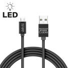 Adatkábel - MicroUSB - 1A - LED - fekete - 1 m