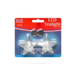 LED-es teamécses csillag alakú - ezüst - 2 db